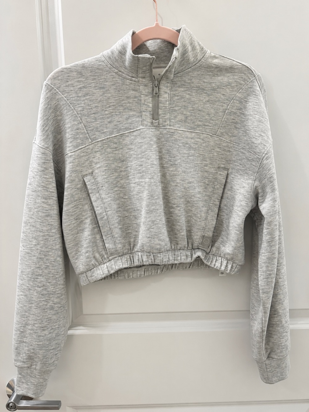 Gilly Hicks Active Cooldown Quarter Zip Top Light Heather Gray size XS